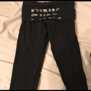 Pink ankle fold down leggings .